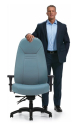 Global XL Ergonomic Chair - Obusforme Comfort XL - Deep seat, Extended back man on picture is 6'6''